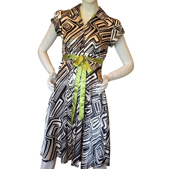 VTG Y2K Geometric Design Dress sz 4 - Picture 1 of 9